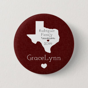 Maroon State of Texas Family Reunion Button