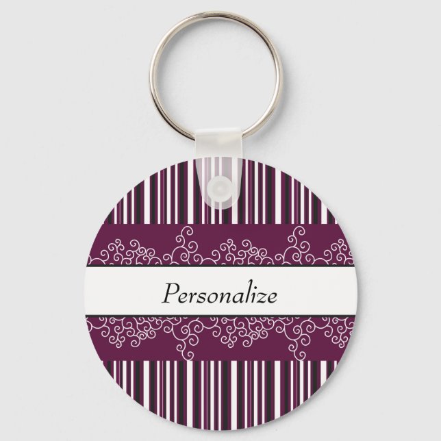 Maroon Stripes and Curls Keychain (Front)