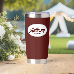 Maroon Stylized Wedding Groomsman Insulated Tumbler