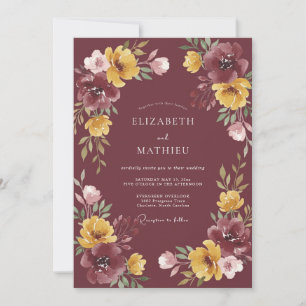 Maroon Sumptuous Harvest Wedding Invitation