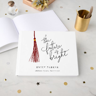 Maroon Tassel The Future Is Bright Graduation Guest Book