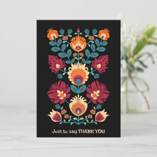 Maroon, teal and pastel yellow Folk Wycinanki Holiday Card