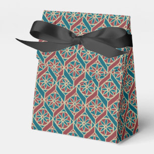 Maroon, Teal Ethnic Pattern, Flowers, Chevrons Favor Box