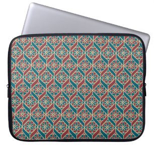 Maroon, Teal Ethnic Pattern, Flowers, Chevrons Laptop Sleeve