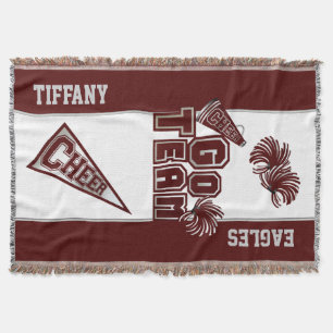 Maroon Team Spirit Cheerleader Custom Blanket