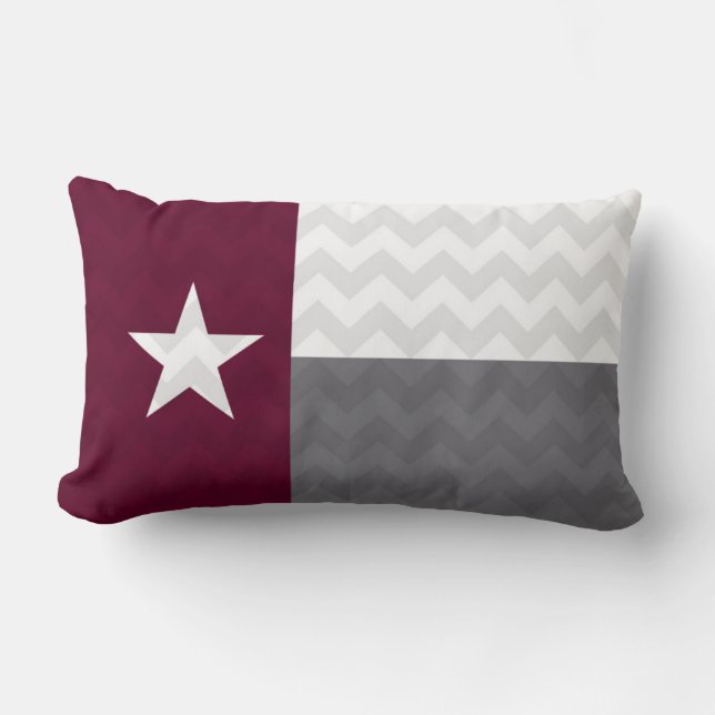 Maroon Texas Flag Chevron Lumbar Pillow (Front)