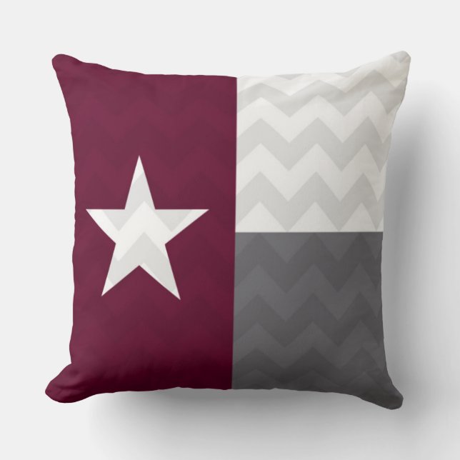Maroon Texas Flag Chevron Throw Pillow (Front)