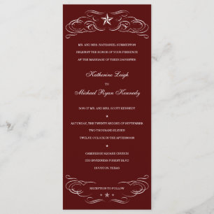 Maroon Texas Lone Star Wedding Invitations