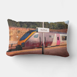 Maroon train lumbar pillow