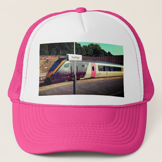 Maroon train trucker hat (Front)