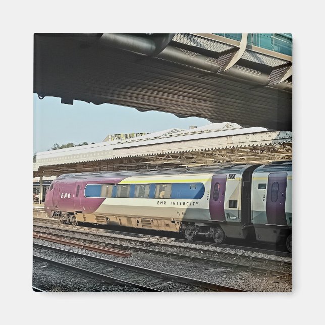 Maroon train , under the bridge magnet (Front)