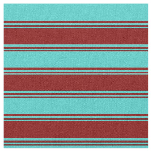 Maroon & Turquoise Pattern of Stripes Fabric (Close Up)
