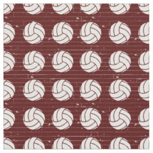 Maroon Volleyball Wood Floor Patterned Fabric