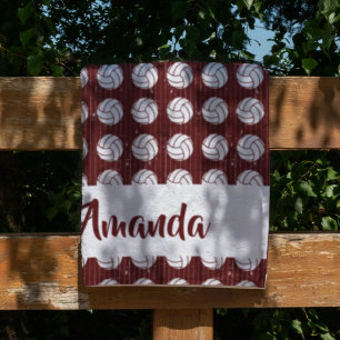 Maroon Volleyball Wood Floor Patterned Fleece Blanket