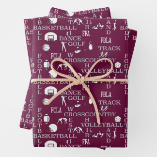 Maroon, white and gray gift wrapping paper