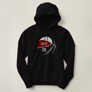 maroon white basketball team colours personalized hoodie