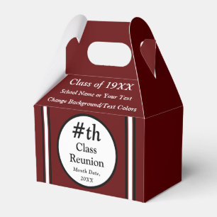Maroon, White, Black, High School Reunion Favours Favor Box