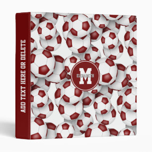 maroon white boys girls school colours soccer ball binder