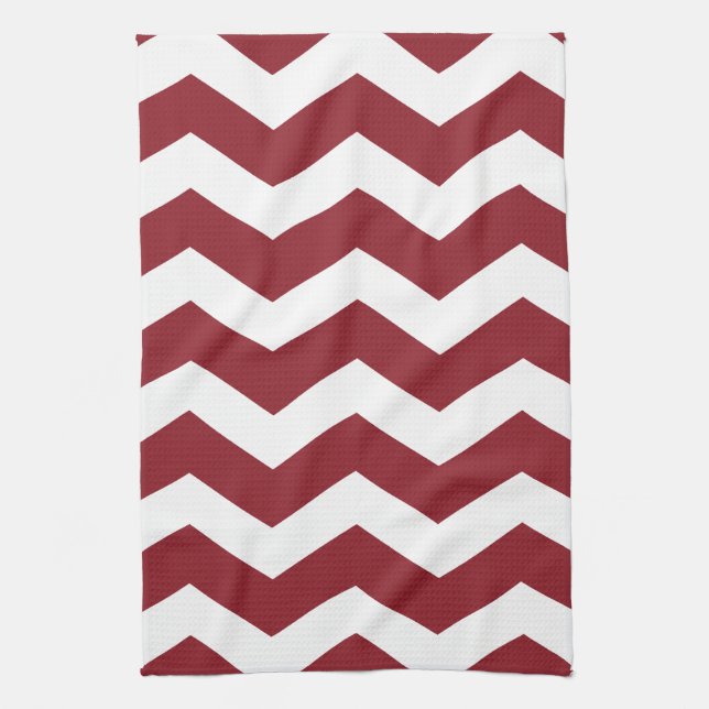 Maroon & White Chevron Kitchen Towel (Vertical)