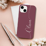 Maroon White Elegant Calligraphy Script Name Case-Mate iPhone 14 Case<br><div class="desc">Maroon Elegant White Calligraphy Script Custom Personalized Name iPhone 14 Smart Phone Cases features a modern and trendy simple and stylish design with your personalized name in elegant hand written calligraphy script typography on a maroon background. Designed by ©Evco Studio www.zazzle.com/store/evcostudio</div>