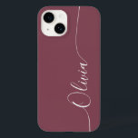 Maroon White Elegant Calligraphy Script Name Case-Mate iPhone 14 Case<br><div class="desc">Maroon Elegant White Calligraphy Script Custom Personalized Name iPhone 14 Smart Phone Cases features a modern and trendy simple and stylish design with your personalized name in elegant hand written calligraphy script typography on a maroon background. Designed by ©Evco Studio www.zazzle.com/store/evcostudio</div>
