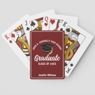 Maroon White Graduate Custom 2025 Graduation Party Playing Cards