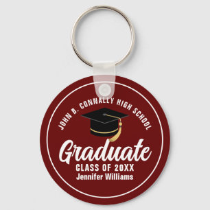 Maroon White Graduation Custom 2026 Graduate Keychain