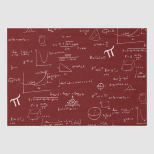 Maroon White Mathematic Formulas Graphics Tissue Paper