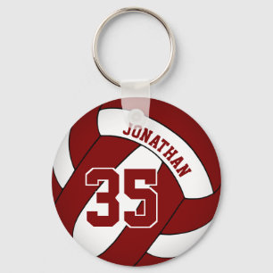 maroon white personalized boys' volleyball keychain