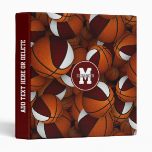 maroon white school team colours basketball patter binder