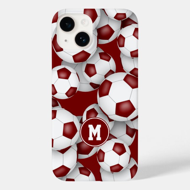 Maroon white soccer team colours sports pattern Case-Mate iPhone case (Back)