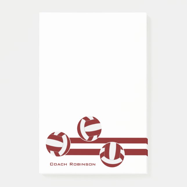 maroon white stripes volleyball coach name post-it notes (Front)