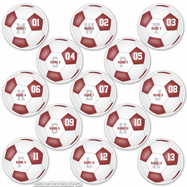 maroon white team colours individual soccer player (Front)