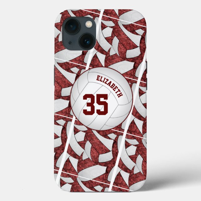 maroon white volleyball team colours custom girls' Case-Mate iPhone case (Back)