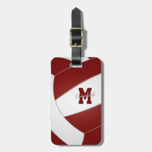 maroon white volleyball team colours luggage tag