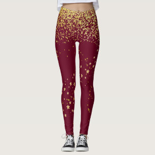 Maroon with Gold Accent Leggings