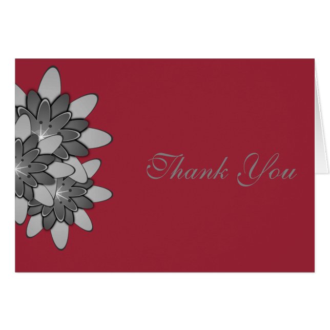 Maroon with Grey Floral Lotus Thank You (Front Horizontal)