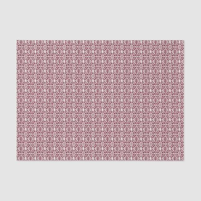 Maroon With White Crochet Lace Pattern Tissue Paper (Front)