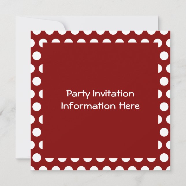 Maroon with White Polka Dots Blank Invitation (Front)