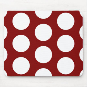 Maroon with White Polka Dots Mouse Pad