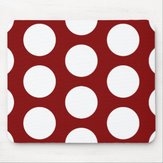 Maroon with White Polka Dots Mouse Pad