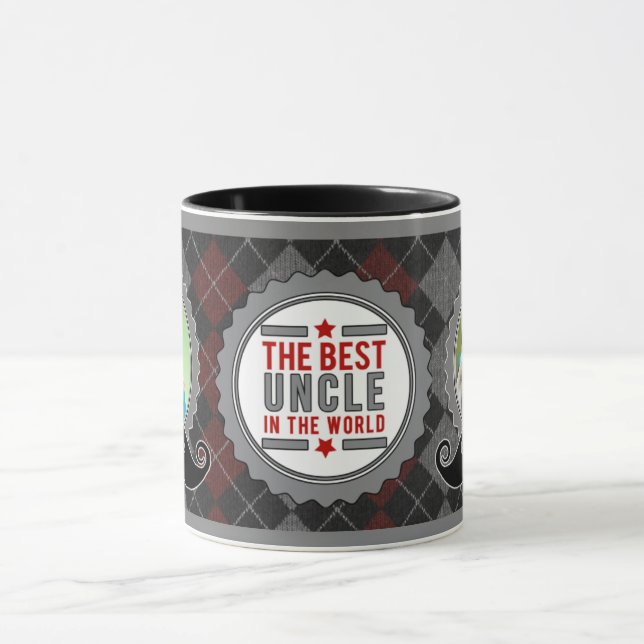 Maroon World's Best Uncle with 2-Photos Mug (Center)
