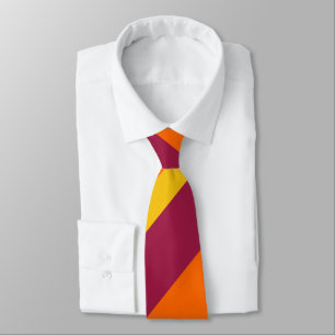 Maroon Yellow & Orange Broad Regimental Stripe Tie