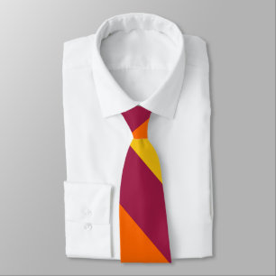 Maroon Yellow & Orange Broad University Stripe Tie