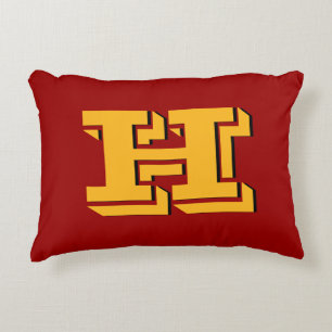 Maroon & Yellow School Pride Color Style Monogram Accent Pillow