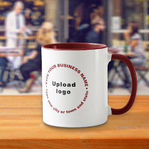 MaroonRound Pattern of Business Texts on Combo Mug