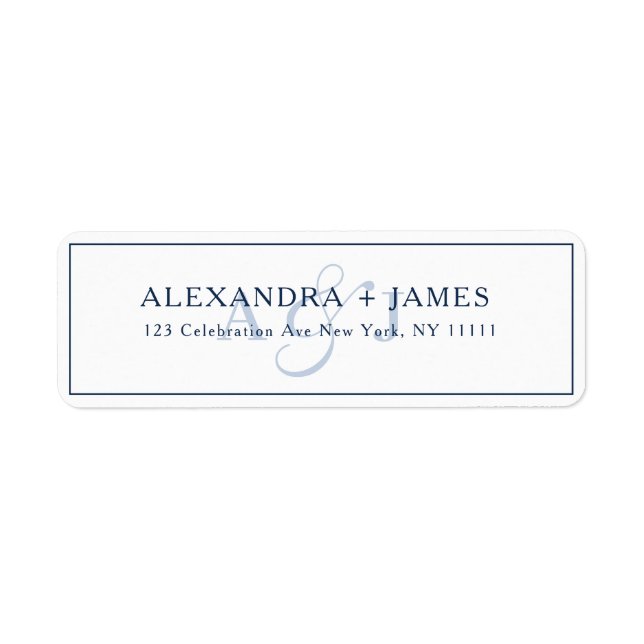 Marque Blue Monogram Typographie Adresse de retour (Devant)