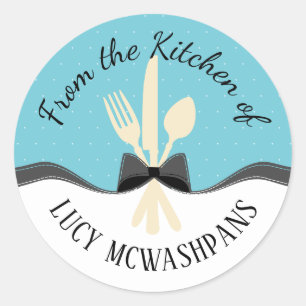 marque cadeau autocollant couleur fourche couteau 