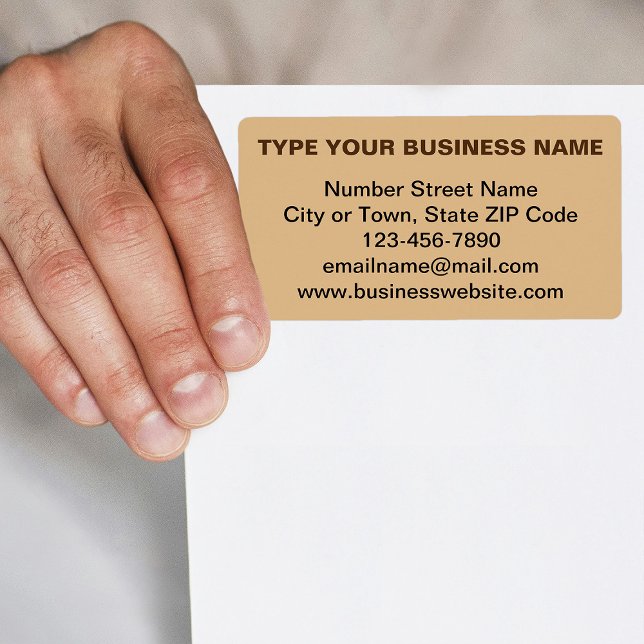Marque commerciale de plain text sur fond marron c (Light brown shipping label with your business brand in plain text)