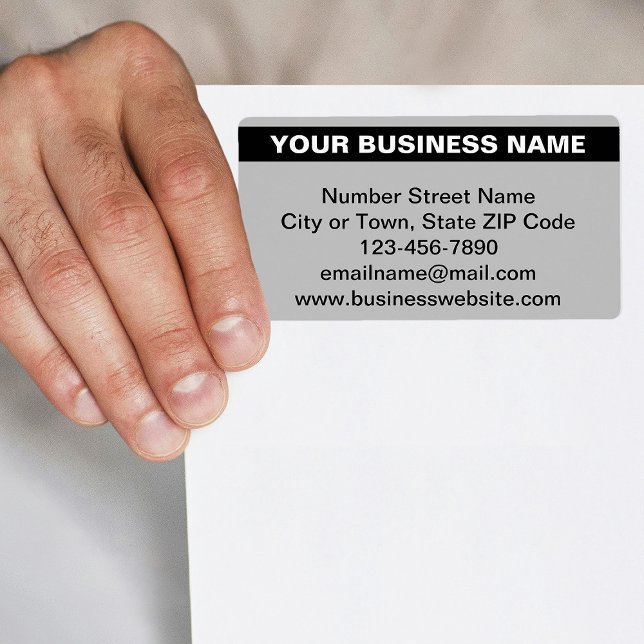 Marque commerciale en vedette sur le Étiquette d'e (Gray shipping label with your highlighted business name)